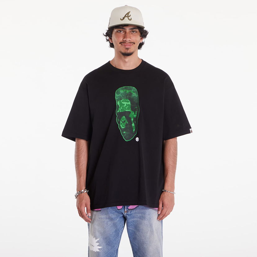 Majica kratkih rukava BAPE A BATHING APE Spray Frankenstein Relaxed Fit Tee Crna | 001TEK301351MBLK