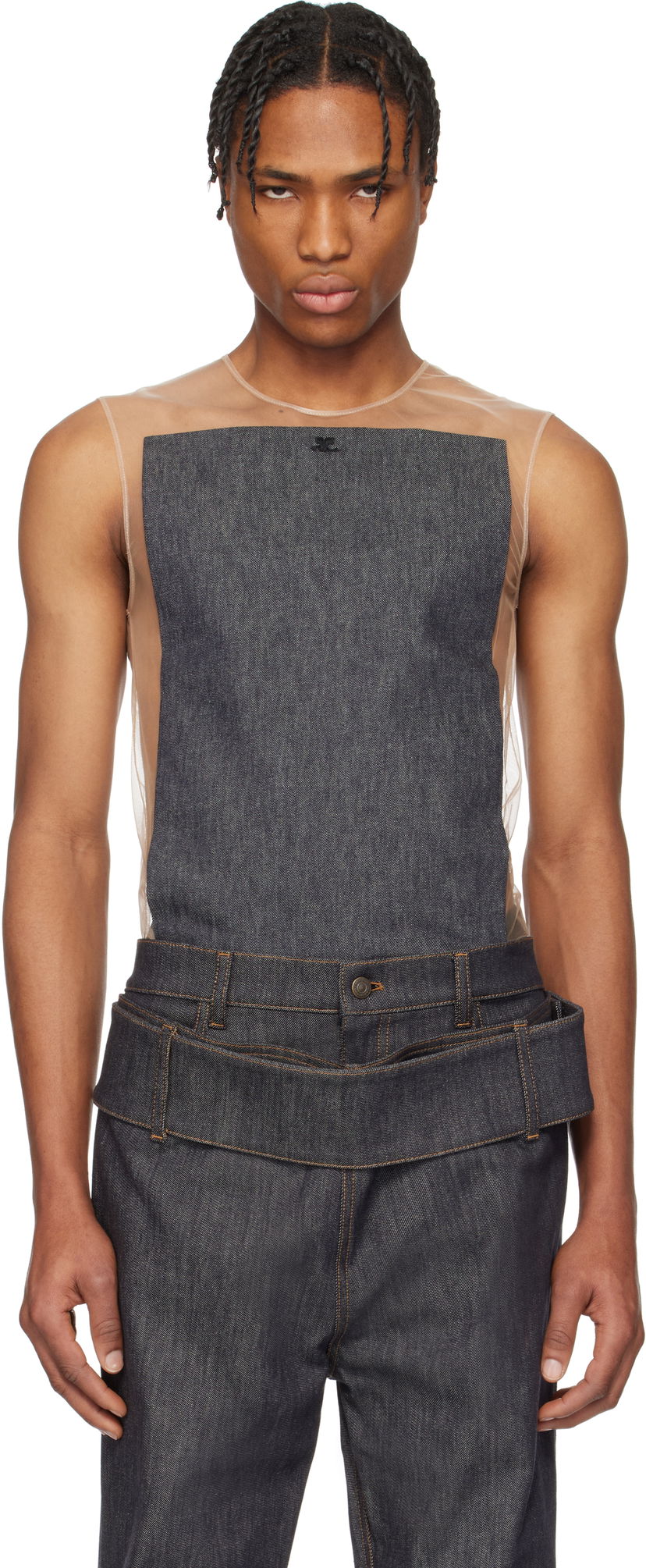 Majica bez rukava Courrèges Courrèges Illusion Square Denim Tank Top Bež | 125JDE092DE0035