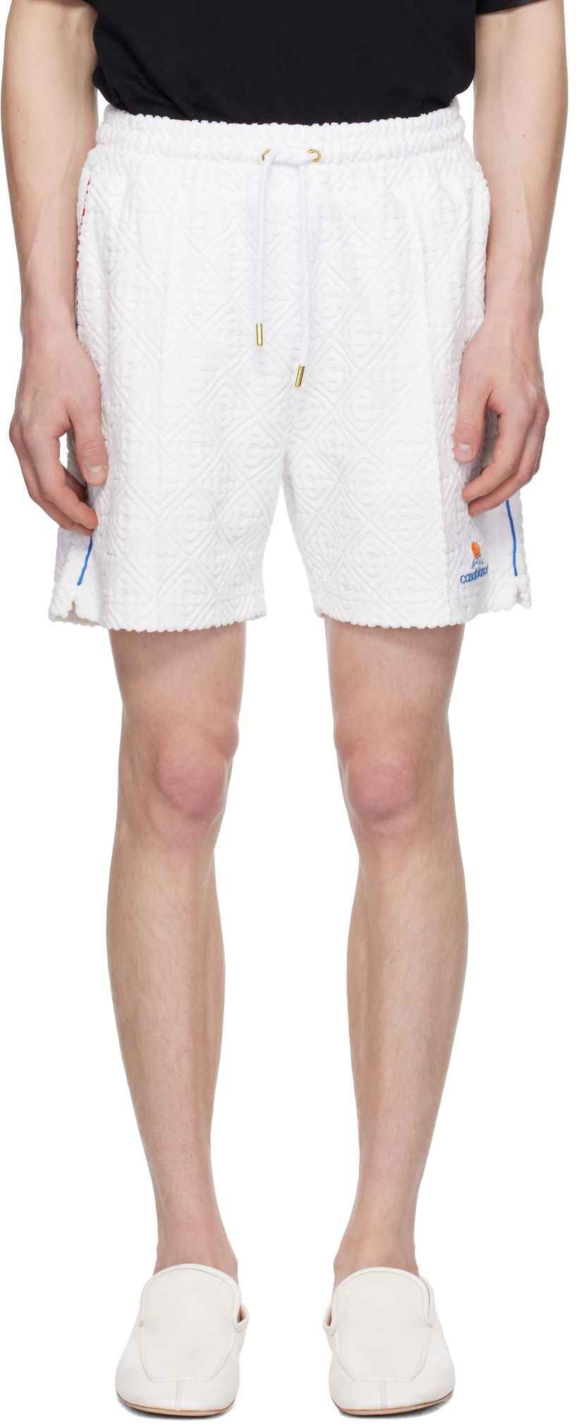Kratke hlače Casablanca Casablanca Monogram Jacquard Towelling Shorts Bijela | MPF25-JTR-271-01