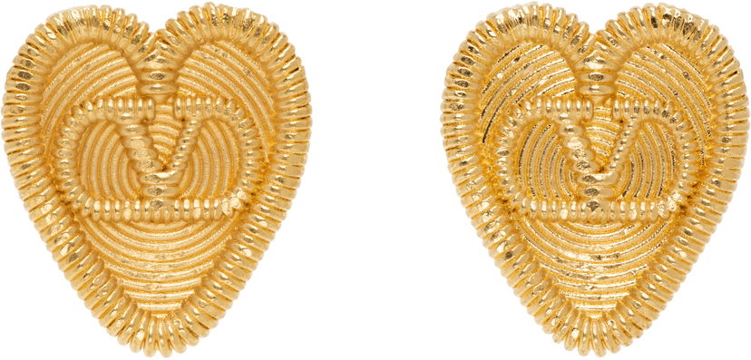 Naušnice Valentino Valentino Garavani Fil Perdu Heart Gold Earrings Metalik | 6W0J0Z54MET