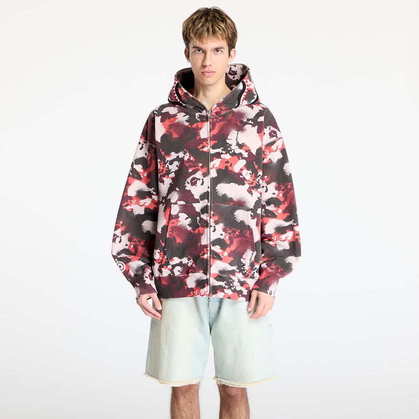 Dukserice BAPE A BATHING APE Map Camo Shark Relaxed Fit Full Zip Hoodie Višebojno | 001ZPL301001MRED