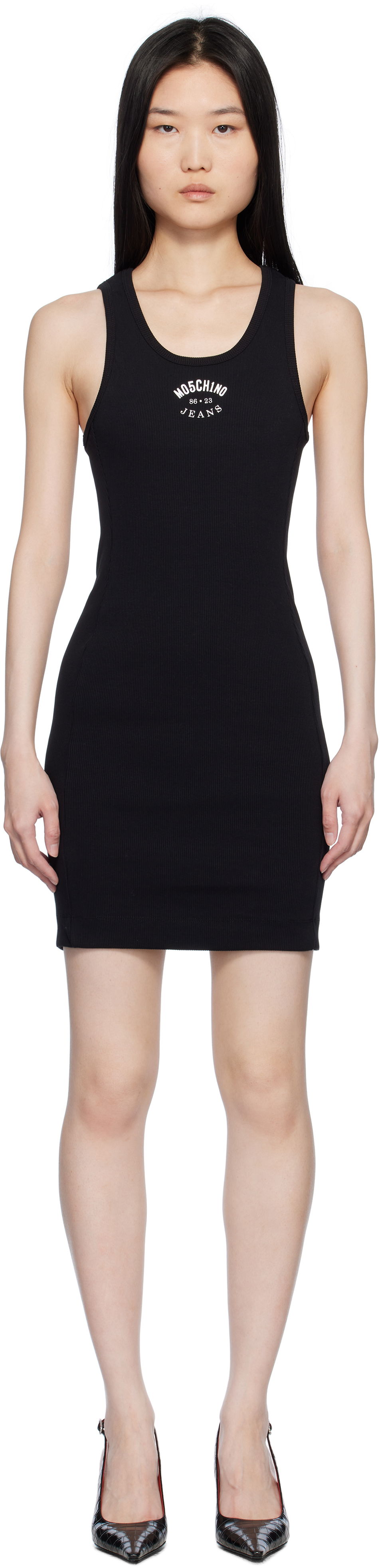 Haljina Moschino Moschino Jeans Stretch Cotton Logo Minidress Crna | 251K10431, 0