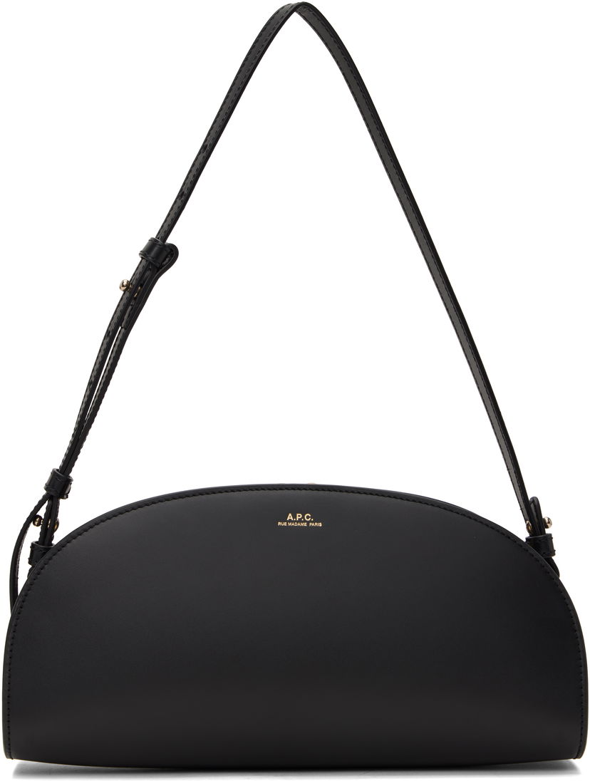 Torba za rame A.P.C. Demi-Lune Leather Shoulder Bag Crna | PXCAX-F61997