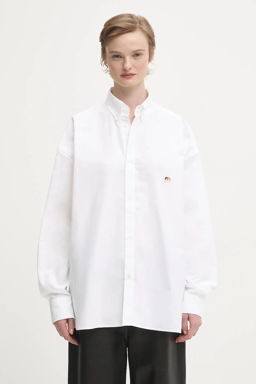 Košulja Fiorucci Angel Patch Relaxed Fit Button-Up Shirt with Classic Collar Bijela | W02SMTLO055CO01WH01, 0