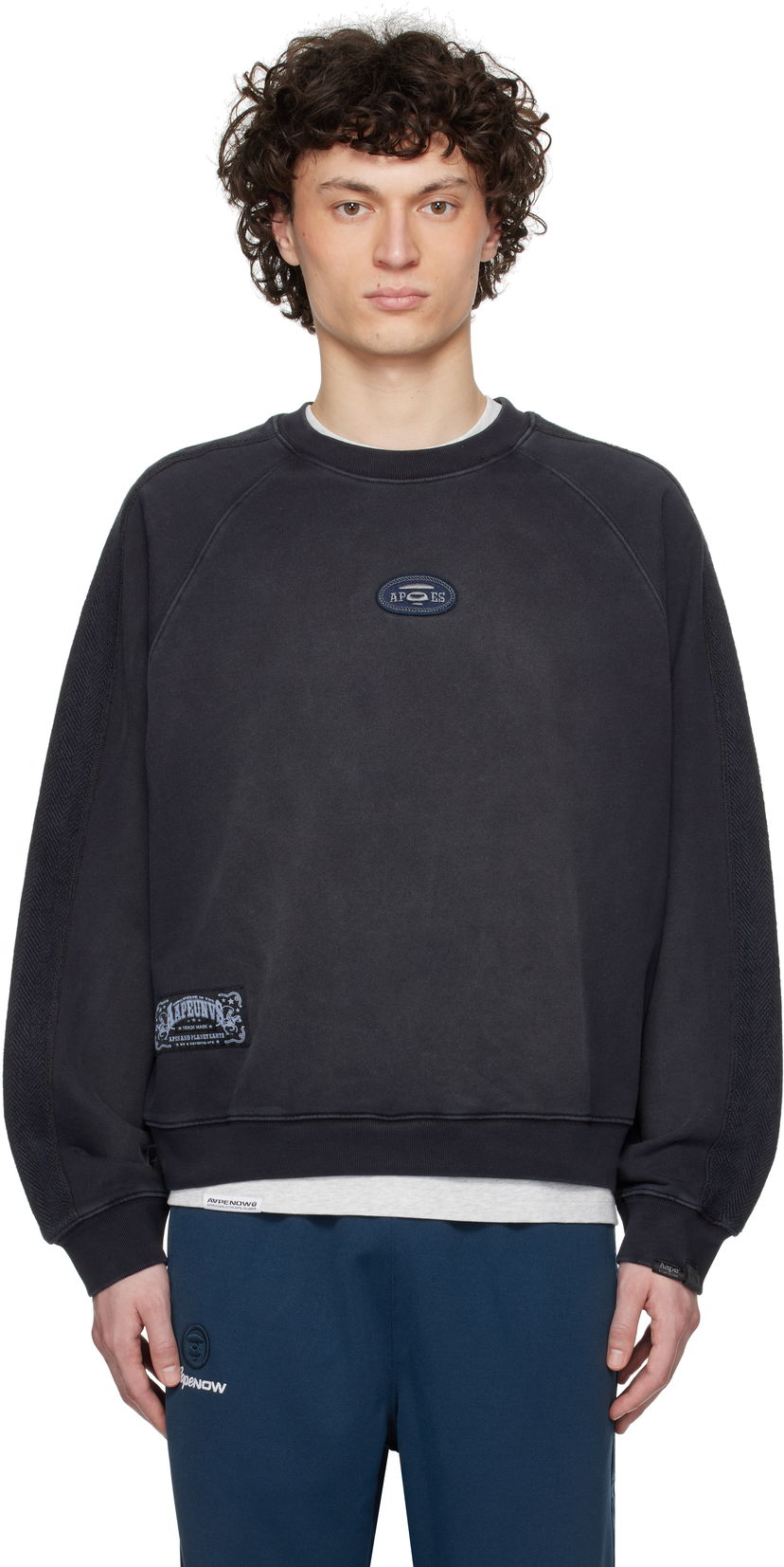 Džemper AAPE by A Bathing Ape AAPE by A Bathing Ape Main Crewneck Sweatshirt Crna | AAPSWMC320XXNBKL