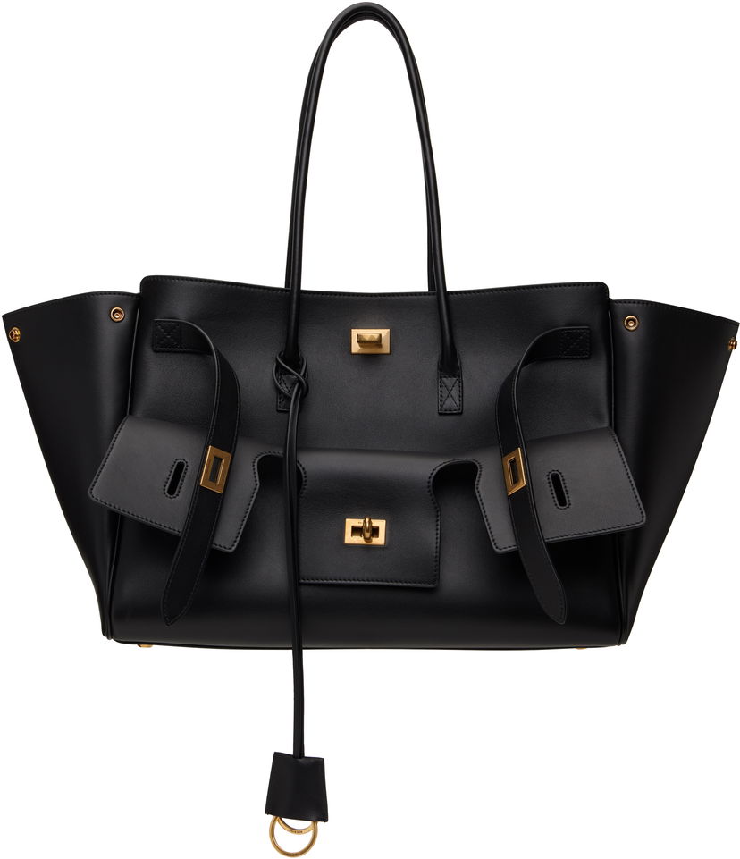 Tote bag Balenciaga Bel Air Medium Carryall Leather Tote Bag Crna | 805481 2ABAV