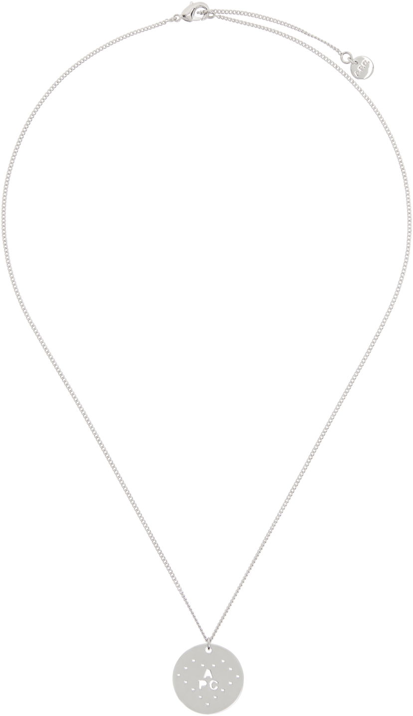 Ogrlica A.P.C. A.P.C. Eloi Perforated Disc Pendant Necklace Metalik | MEAEC-M70868