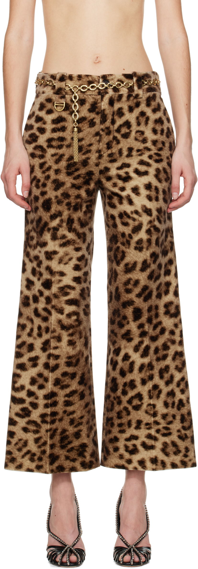 Hlače CHLOÉ Chloé Cropped Bootcut Trousers Smeđa | CH25SPA31290