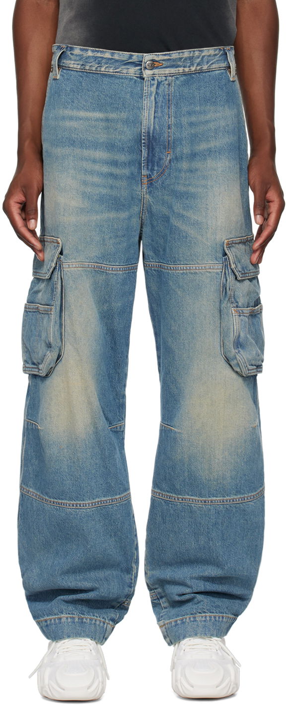 Cargo hlače Diesel Straight D-Fish Denim Cargo Pants Plava | A12833-09J83-01