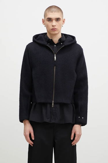Dukserice ADER ERROR Oversize Wool Blend Cropped Hoodie Crna | BN01FWJK1301BK, 0