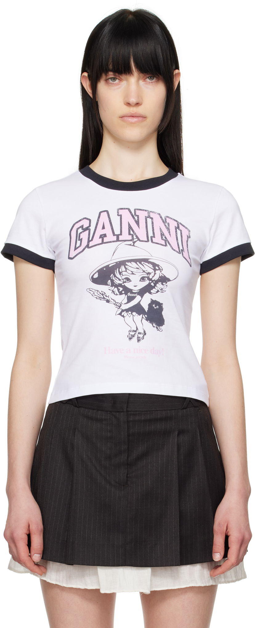 Majica kratkih rukava GANNI GANNI Basic Jersey Witch Graphic T-Shirt Bijela | T4156