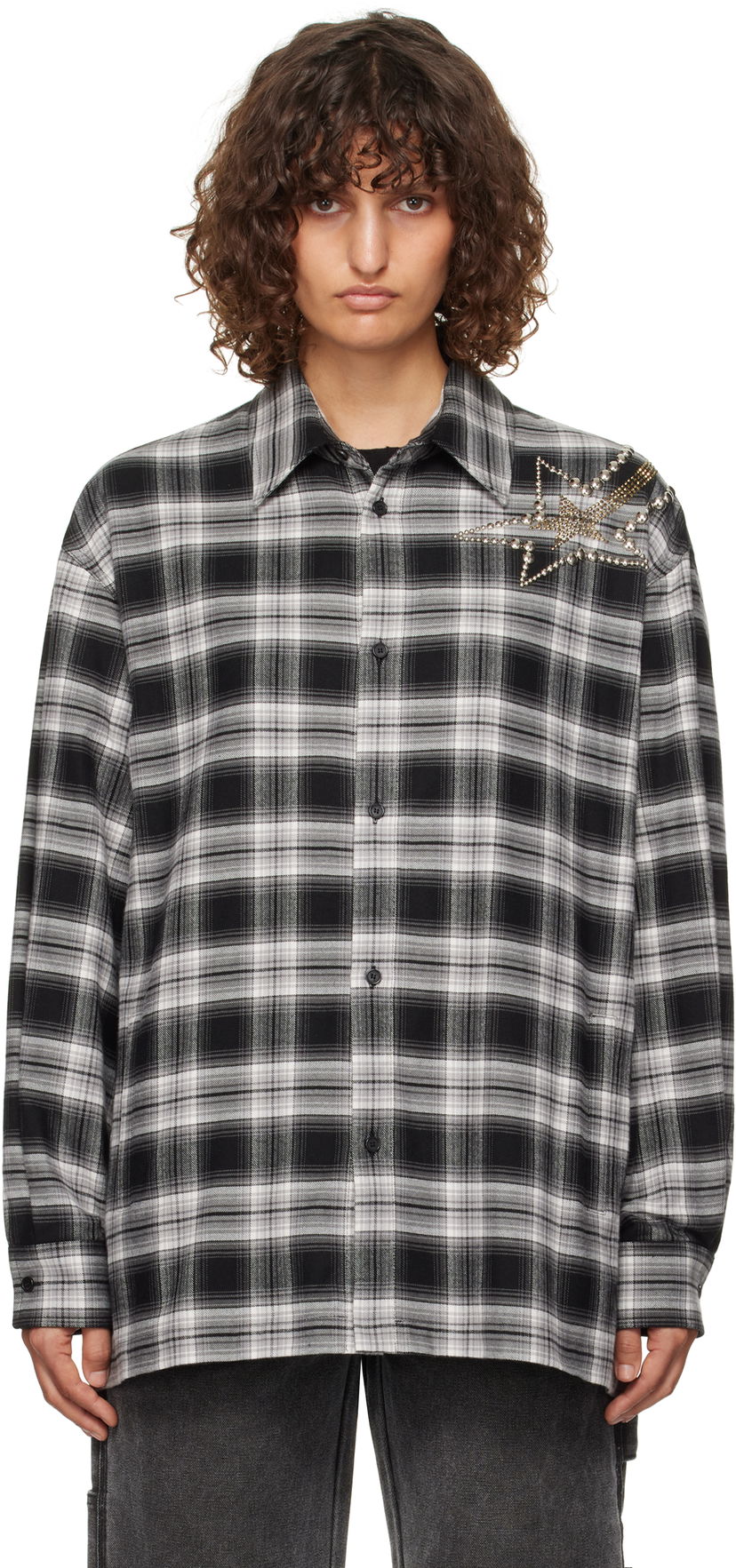 Košulja We11done We11done Meteor Check Embellished Shirt Crna | WD-SH3-24-128-U-BK