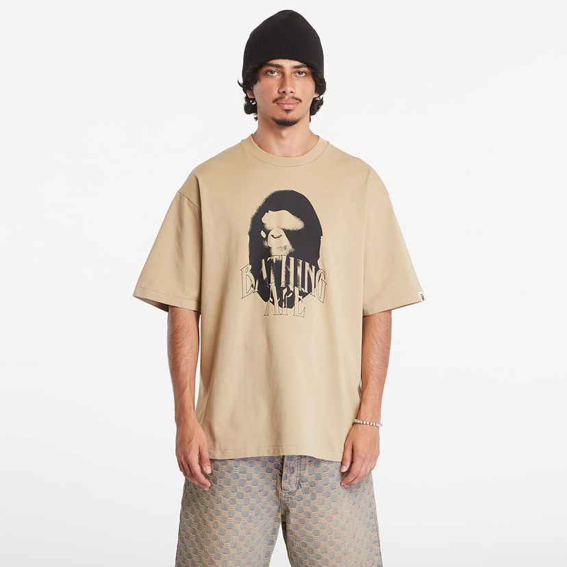 Majica kratkih rukava BAPE A BATHING APE Spray Print Logo Relaxed Fit Short Sleeve Tee Beige Bež | 001TEK801346M BEI