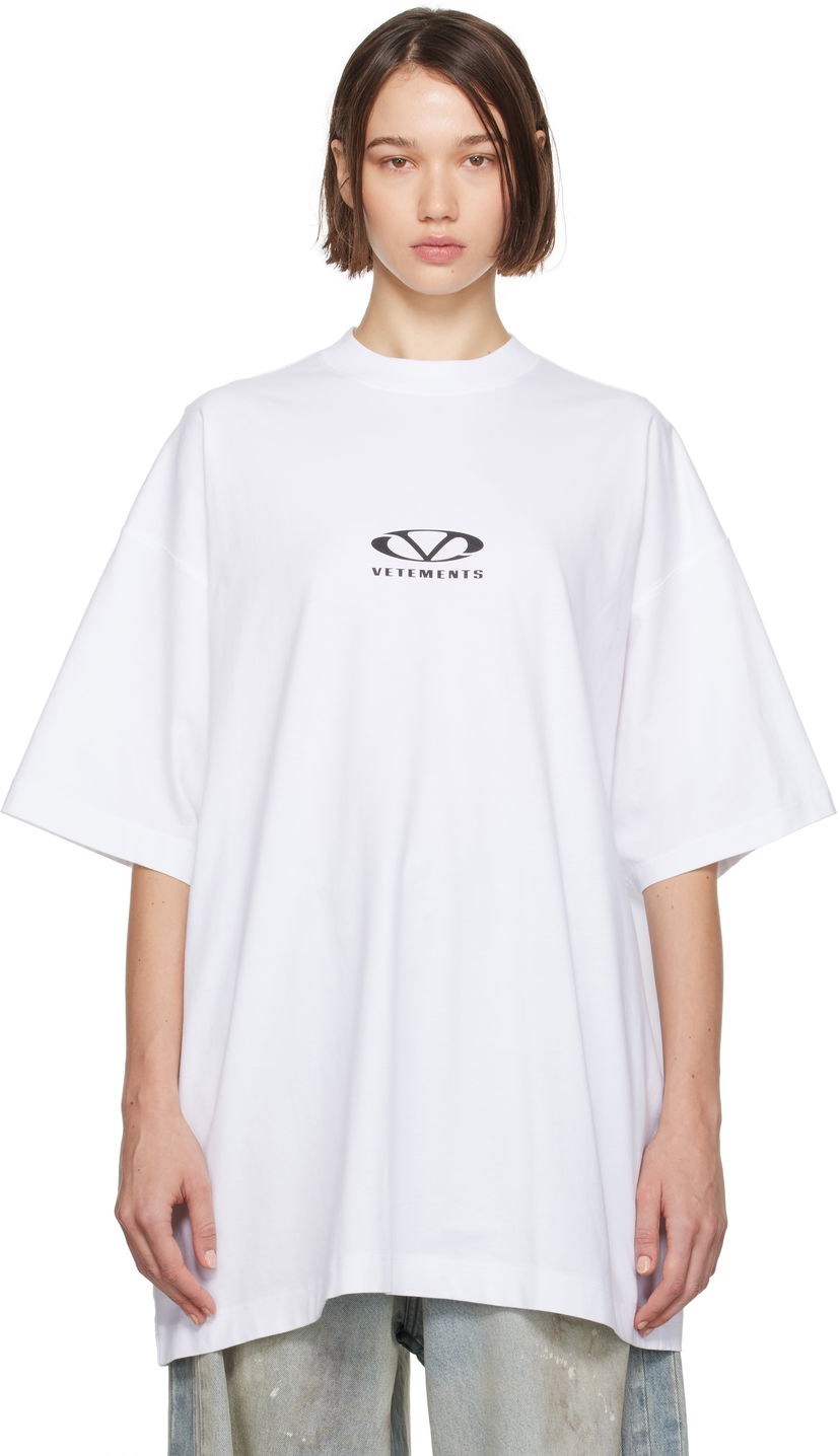 Majica kratkih rukava VETEMENTS Oval Logo Oversized T-Shirt Bijela | UA66TR605W