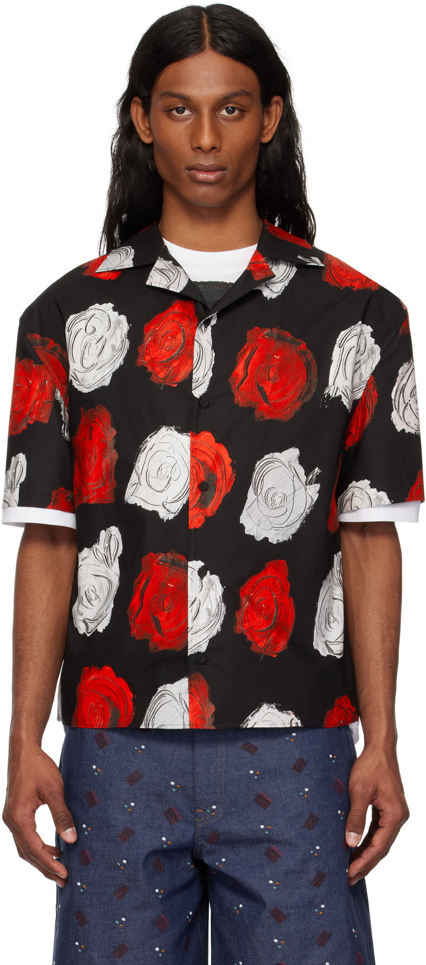 Košulja Marni Marni Mercury Print Poplin Bowling Shirt Crna | CUMU0349A0 UTC499