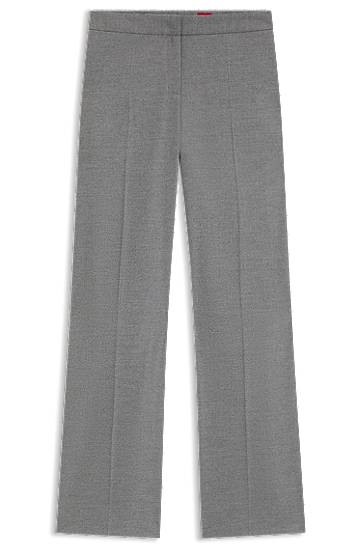 Hlače BOSS Regular-Fit Melange Stretch Flannel Trousers Siva | 50547588