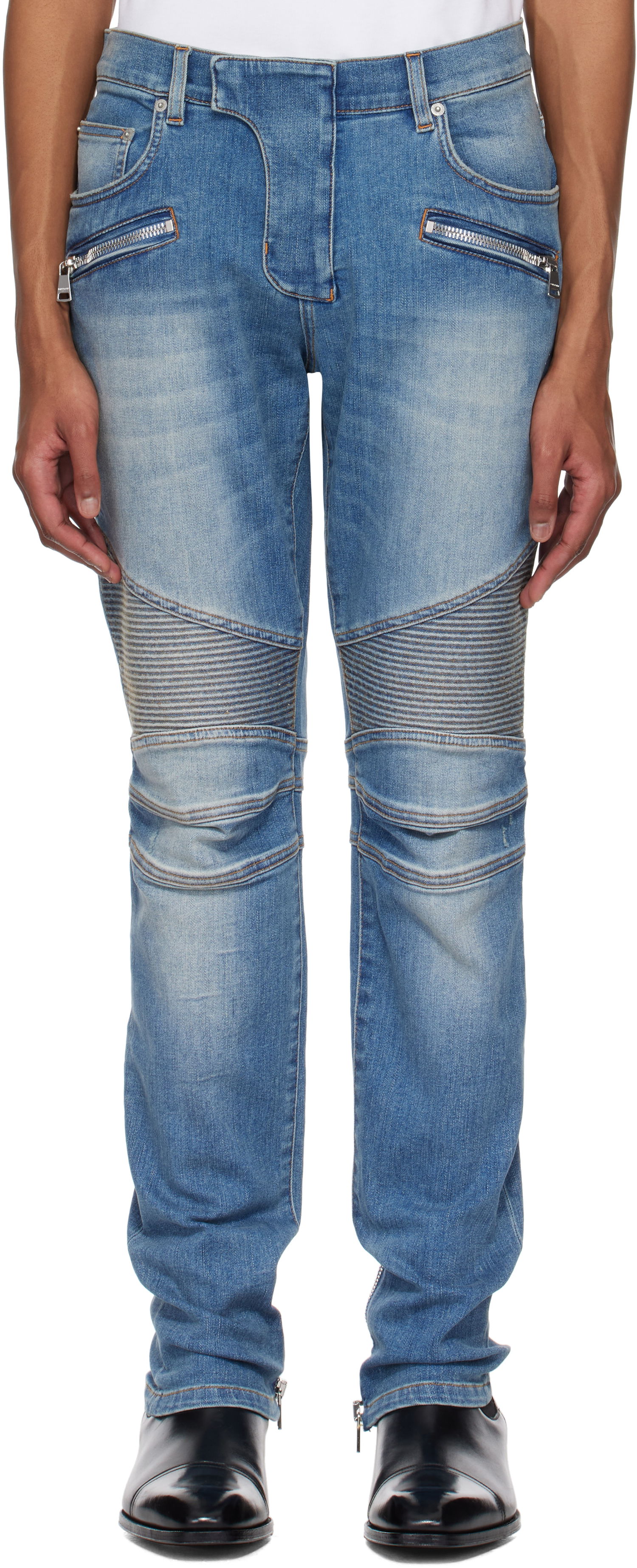 Jeans Balmain Balmain Slim-Fit Biker Jeans Plava | EH1MG115DF44, 0
