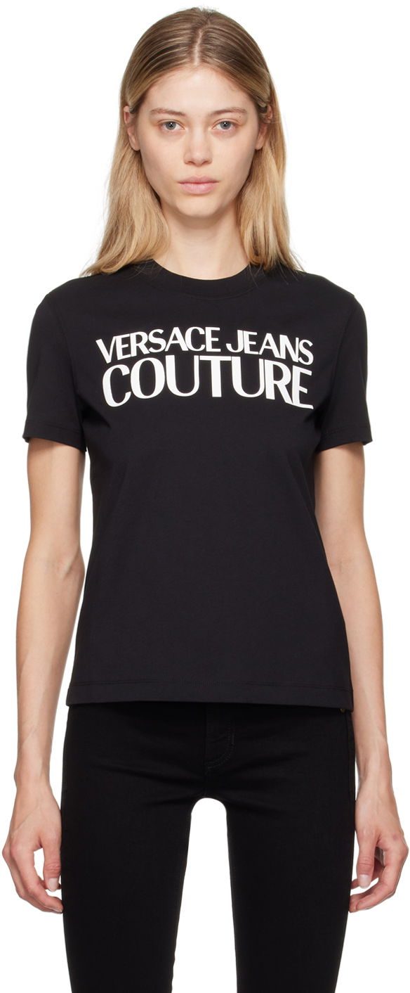 Majica kratkih rukava Versace Jeans Couture Black Institutional Logo T-Shirt Crna | E77HAHE09_ECJ00E