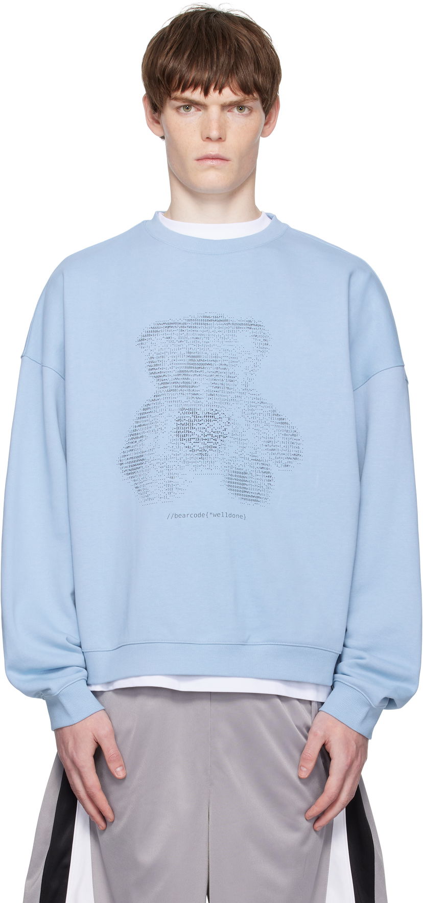 Dukserice We11done Coding Teddy Sweatshirt Plava | WD-TS2-25-789-U-BL