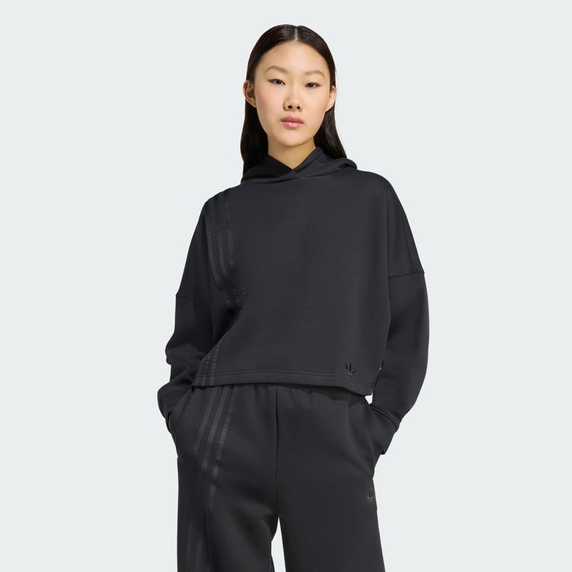 Dukserice adidas Performance Off Placed 3-Stripes Cropped Hoodie Crna | JX2701
