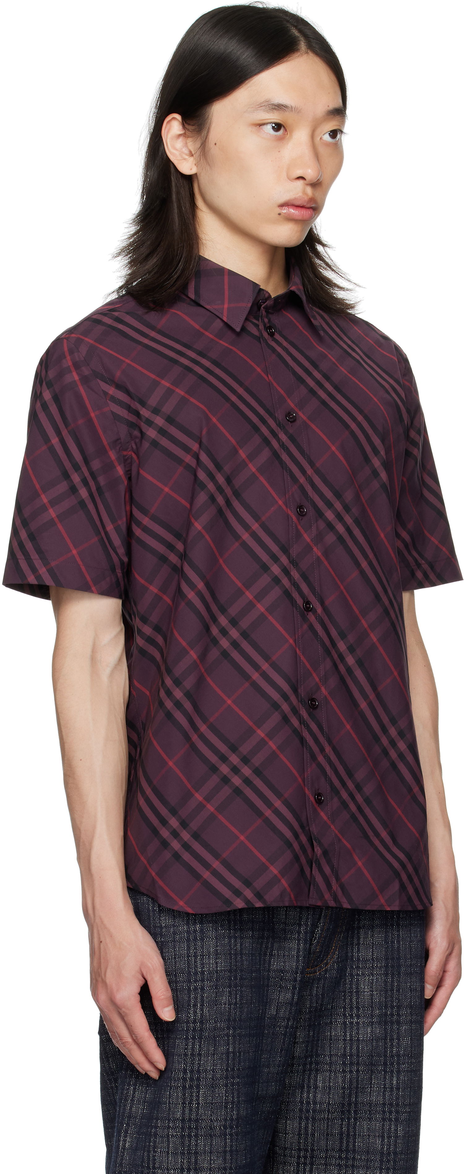Košulja Burberry Burberry Robert Check Short Sleeve Shirt Tamnocrvena | 8115157, 1