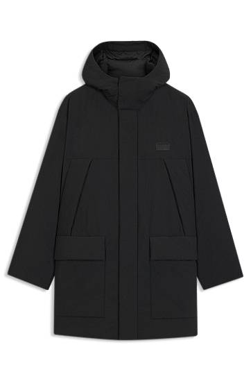 Parka BOSS Water-repellent Hooded Puffer Parka with Split Logo Crna | 50549663