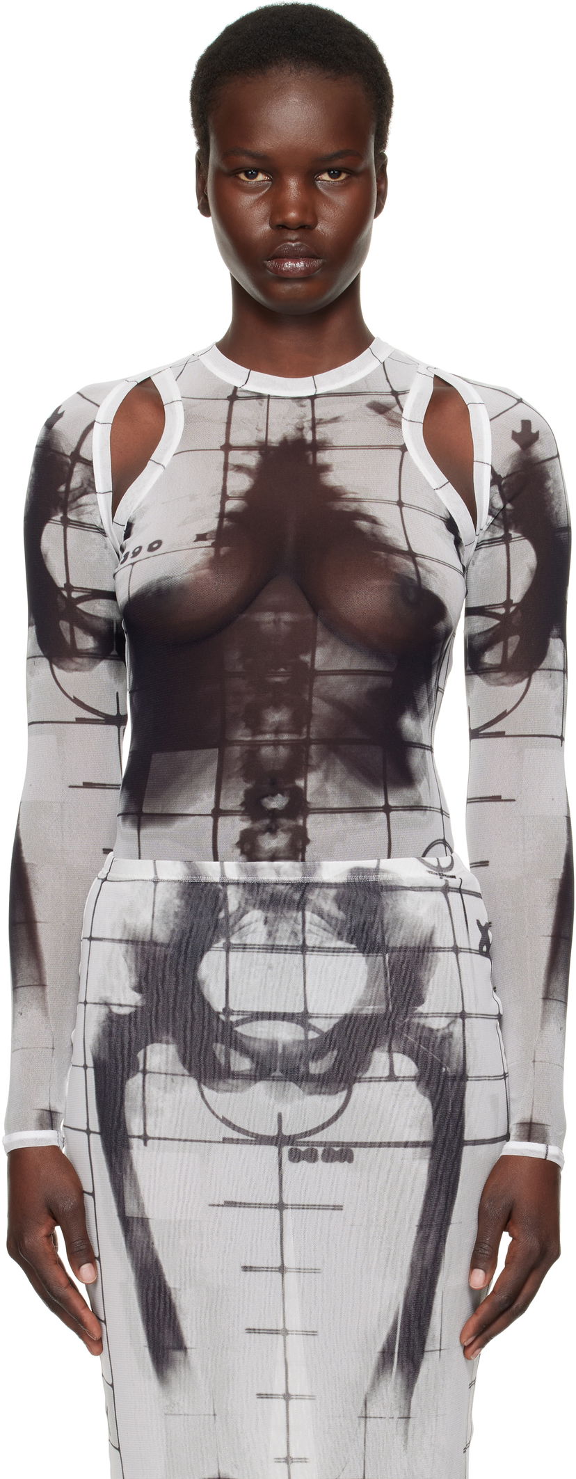 Majica kratkih rukava Jean Paul Gaultier Jean Paul Gaultier 'The Squeletor' Mesh Top Bijela | 25/33-F-TO243-T580-0100