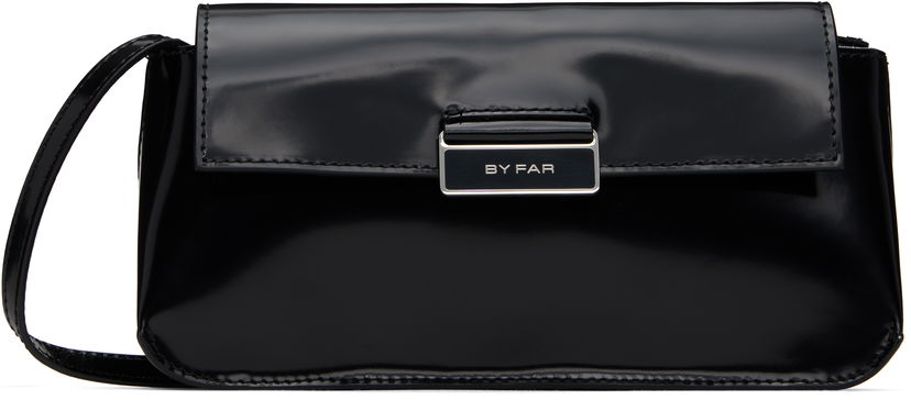 Torba za rame BY FAR Semi Patent Leather Shoulder Bag Crna | 23PFTPCOBLWSMA