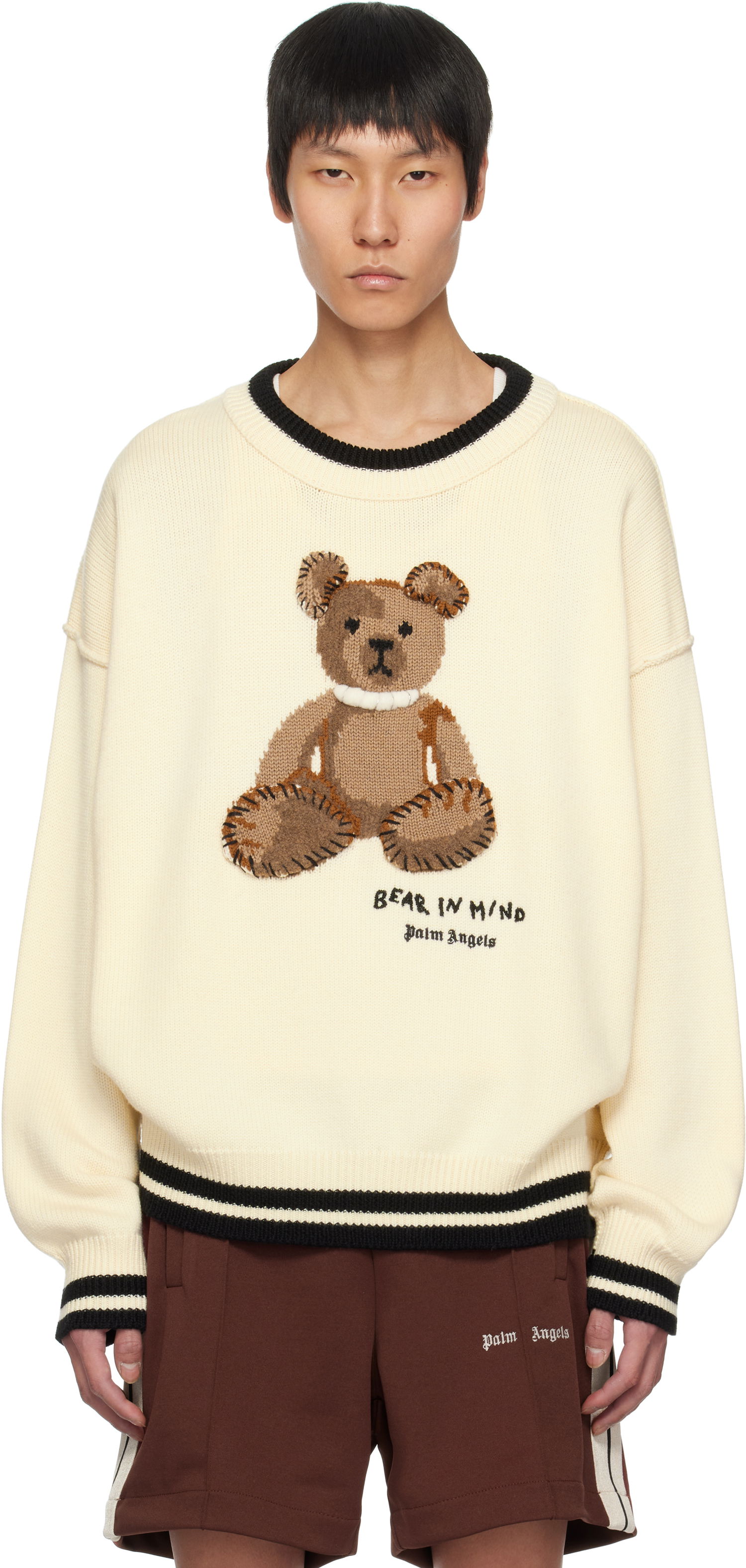 Džemper Palm Angels Palm Angels 'Bear in Mind' Knit Sweater Bež | PMHE007S25KNI0010360, 0