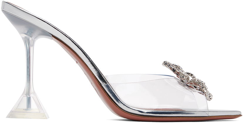 Dodaci Amina Muaddi Amina Muaddi Rosie Glass Slipper Heeled Sandals Metalik | ROSIE GLASS SLIPPER CL PVC