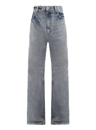 Jeans Balenciaga Back Logo Patch Cotton Jeans Plava | 697829TMW26#4437