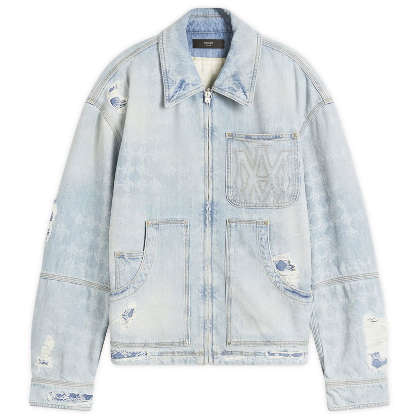 Jakna AMIRI AMIRI Repair Work Denim Jacket, Size Large Plava | AMDNWJ1014-FadedIndigo