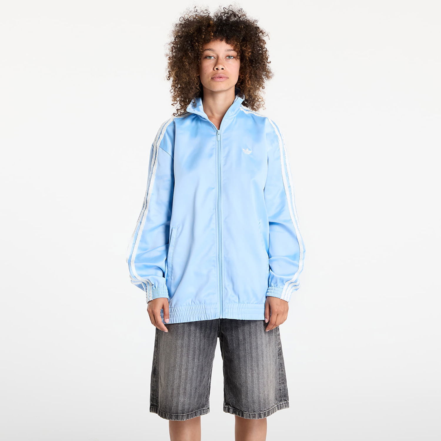 Jakna adidas Originals adidas Originals Satin Firebird Ruffle Track Jacket Plava | KC8811, 0