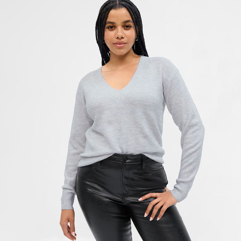 Džemper GAP Sweater V Neck Sweater Light Heather Grey S Siva | 750656-05