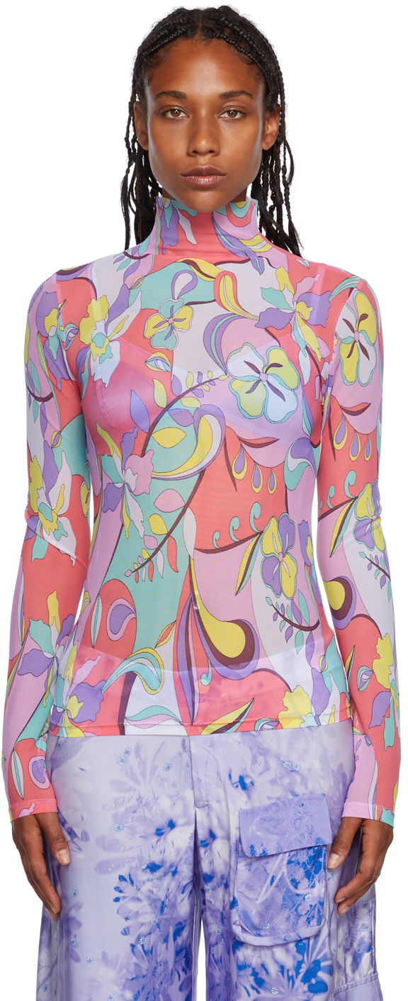 Džemper Collina Strada Collina Strada Cardio Nova Print Turtleneck Top Ružičasta | XX3340 DEADSTOCK MESH