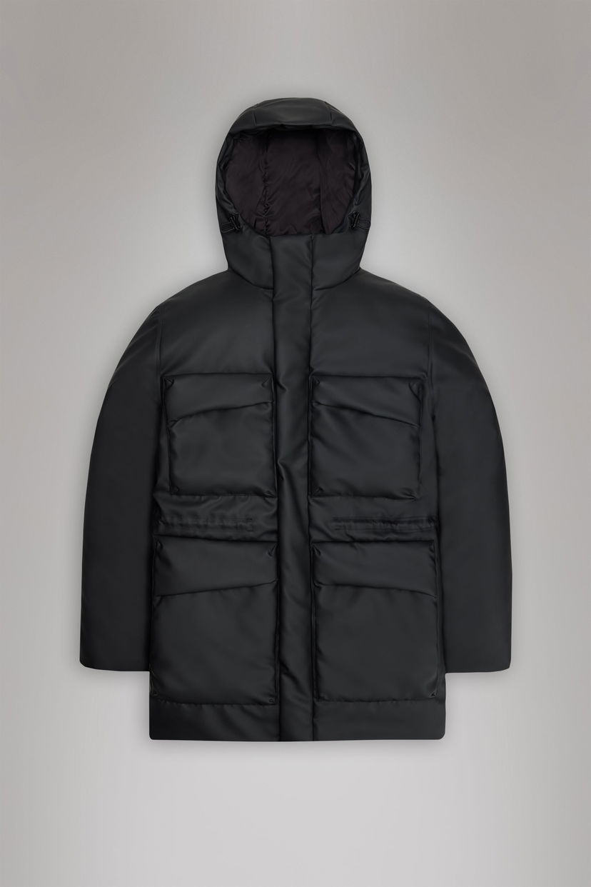Parka Rains Long Insulated Cargo Jacket Crna | 15930\01