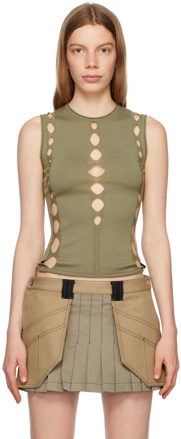 Majica bez rukava Dion Lee Snake Diamond Cutout Tank Top Zelena | C7213P23
