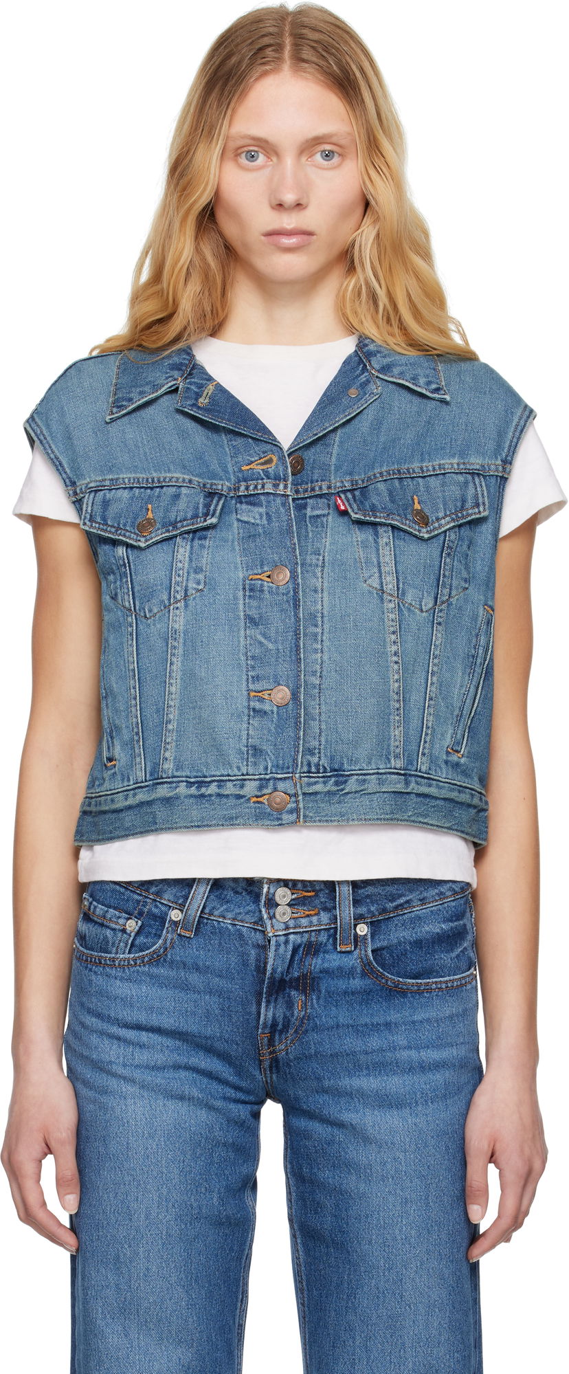 Prsluk Levi's Levi's Shrunken '90s Lightweight Denim Vest Plava | 001W2-0001