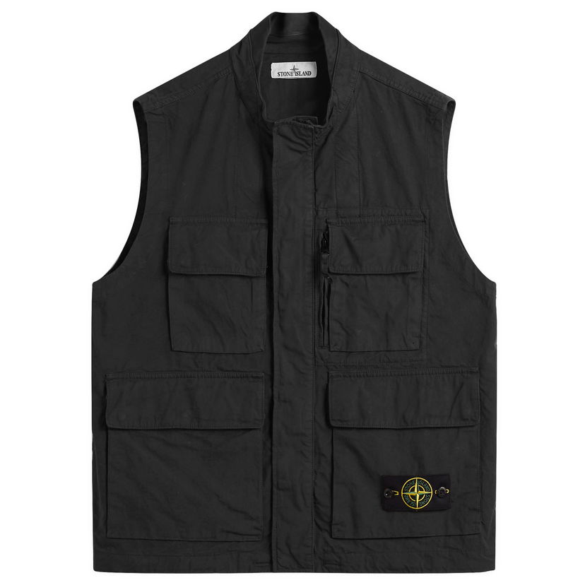 Prsluk Stone Island Stone Island Canvas Weave Cotton Vest, Size Large Crna | K2S15G100001-V0062