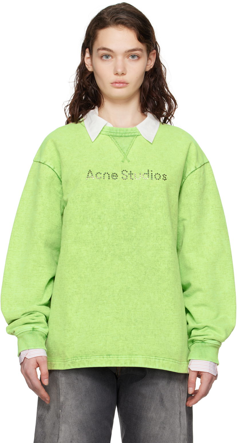 Džemper Acne Studios Acne Studios Logo Stud Sweatshirt Zelena | CI0190-