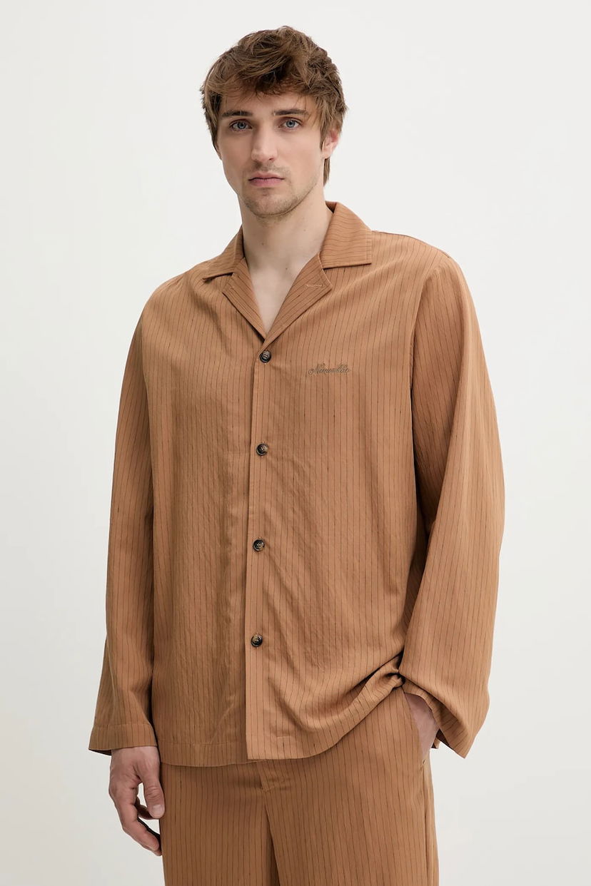 Košulja Nanushka Nanushka SHAUN Relaxed Fit Shirt Smeđa | NM25SSTP11575