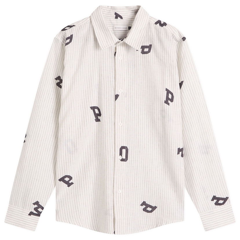 Košulja Pop Trading Company Pop Trading Company Letters Striped Shirt, Size Large Bijela | POPSS25-03-007