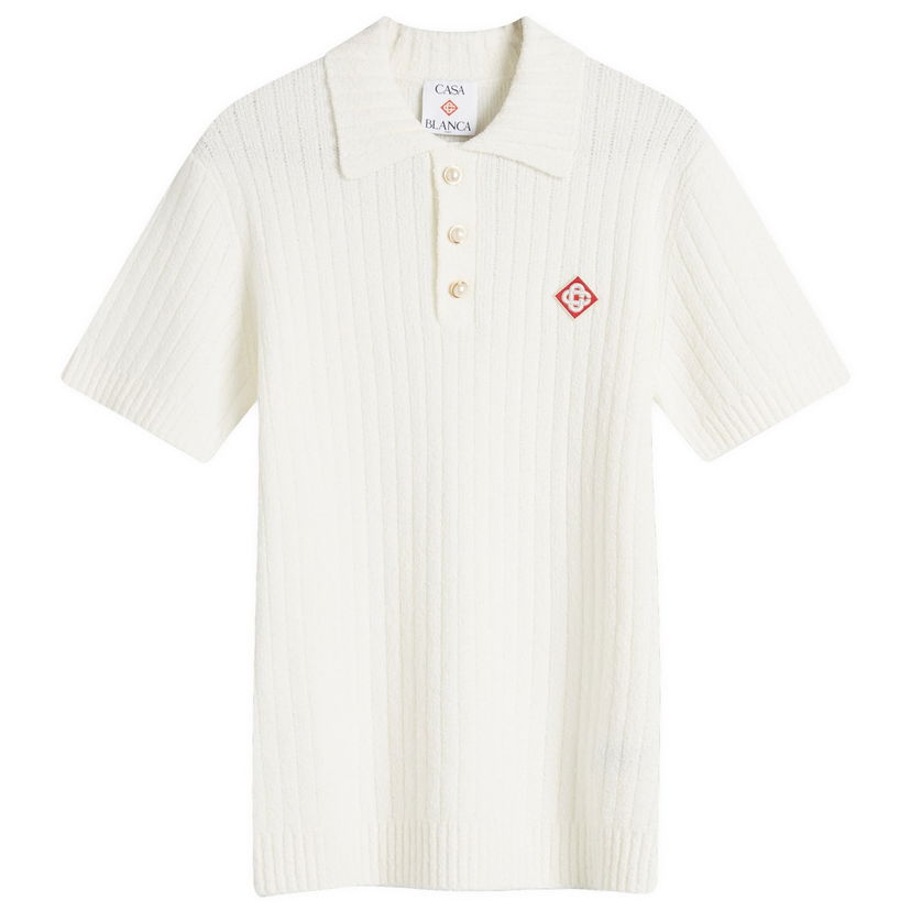 Polo majica Casablanca Boucle Polo Shirt Bijela | MPS25-KW-780-01