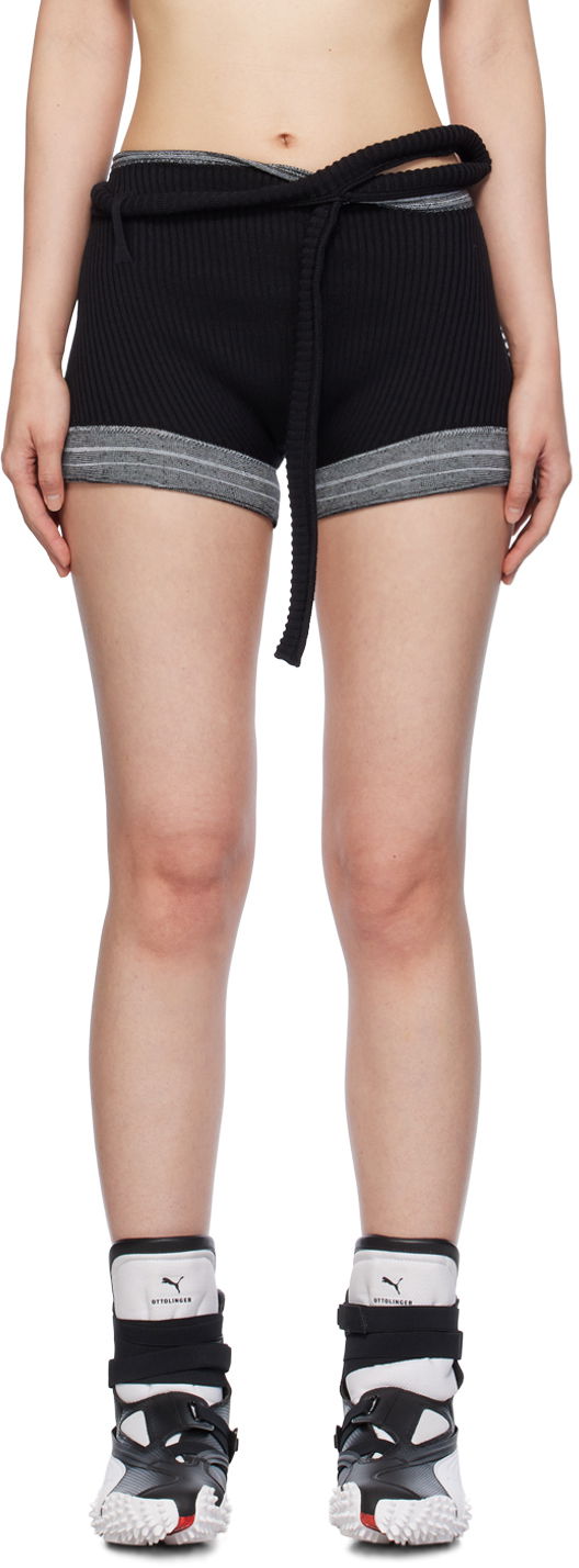 Kratke hlače Ottolinger Ottolinger Ribbed Tie-Waist Shorts Crna | 708502