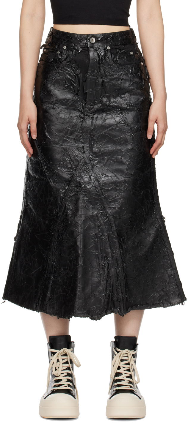 Suknja Rick Owens DRKSHDW Godet Denim Midi Skirt Crna | DS02D2345 BMC