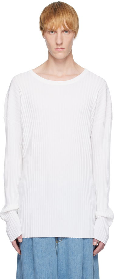Džemper Maison Margiela MM6 Maison Margiela Rib-Knit Sweater Bijela | SH2HL0020 M13125, 0