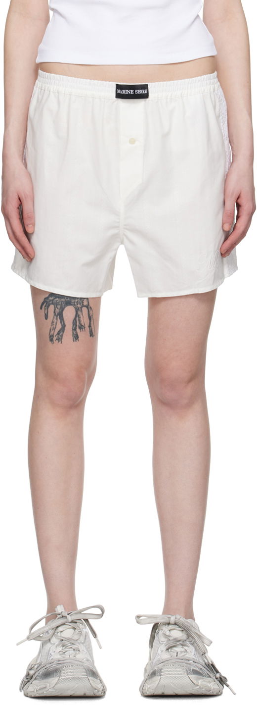 Kratke hlače Marine Serre Patch Shorts Bijela | USH002