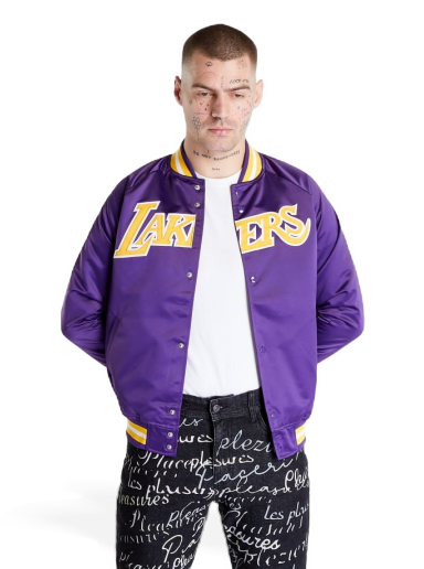 Bomber jakna Mitchell & Ness NBA Lightweight Satin Jacket Lakers Ljubičasta | STJKMG18013-LAL.PURP