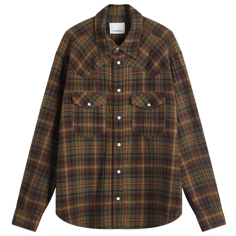 Košulja ISABEL MARANT Isabel Marant Panema Plaid Shirt, Size Large Smeđa | 25PCH0225HA-C1I03H-KHBW