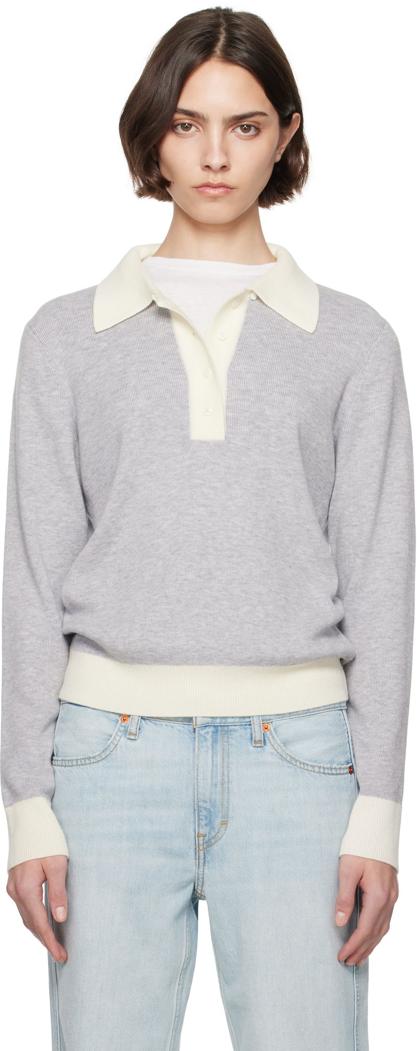 Džemper RE/DONE Re/Done Color Block Polo Siva | 793-10WCLBPOL